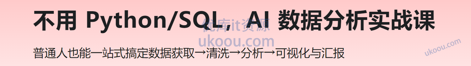 慕课 不用 Python/SQL,AI 数据分析实战课