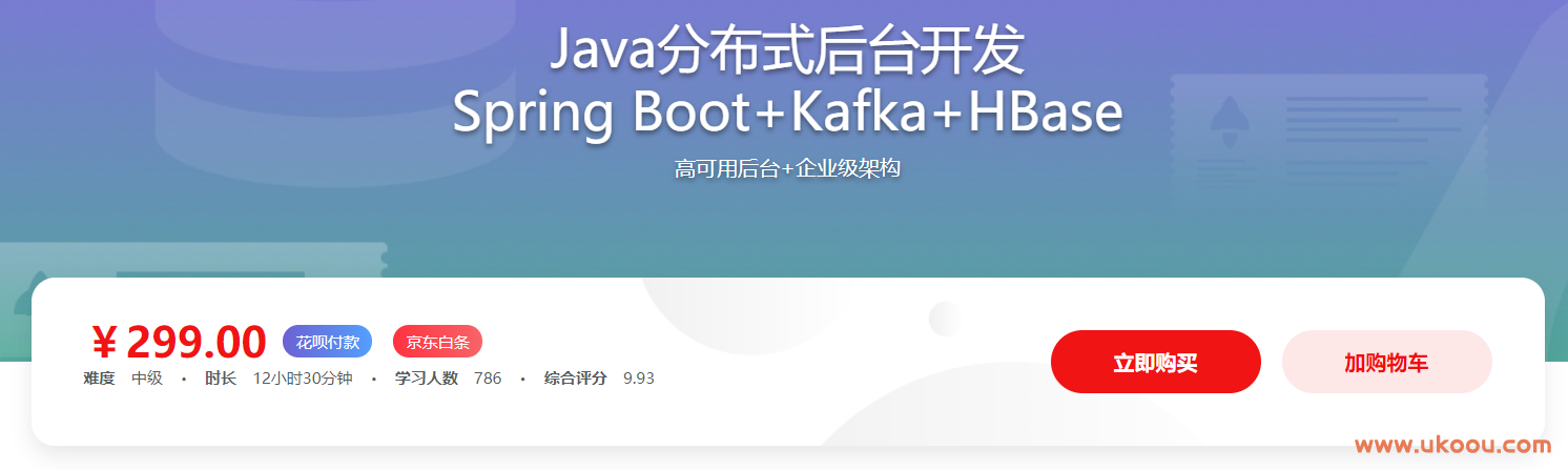 Java分布式后台开发 Spring Boot+Kafka+HBase