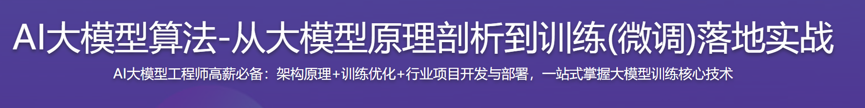 慕课 AI大模型算法-从大模型原理剖析到训练(微调)落地实战